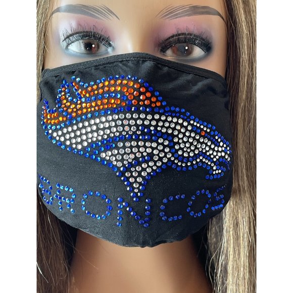 Denver Broncos Bling Rhinestone Face Mask - Picture 9 of 10